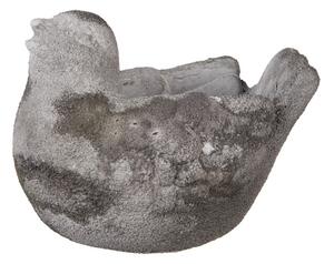 Šedý obal na květináč ptáček z umělého kamene – 18x12x13 cm