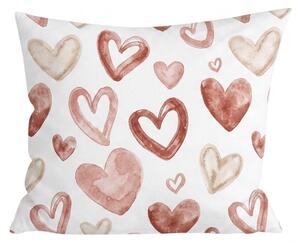 Flanelový povlak na polštář AMORIA HEARTS 45x45 cm, vzorovaný