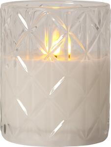 Bílá LED vosková svíčka ve skle Star Trading Flamme Romb, výška 12,5 cm