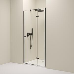 Erga Bern, 1-křídlé dělené sprchové dveře do otvoru 70x195 cm, 6mm čiré sklo, černý profil, ERG-V02-BERN-D070-BK