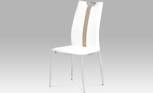 Jídelní židle koženka bílá / chrom AC-1296 WT