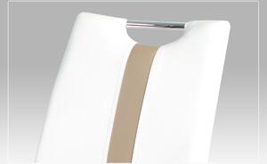 Jídelní židle koženka bílá / chrom AC-1296 WT