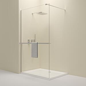 Erga Paris, sprchová zástěna Walk-In 70x200 cm s poličkou a ramínkem na ručníky, 8mm čiré sklo, chromový profil, ERG-V02-PARIS-070x200-CL-CR-BAR