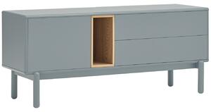 Šedomodrý lakovaný dubový TV stolek Teulat Corvo 140 x 40 cm