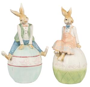 Dekorace králičí slečna sedící na vajíčku - 13*11*24 cm