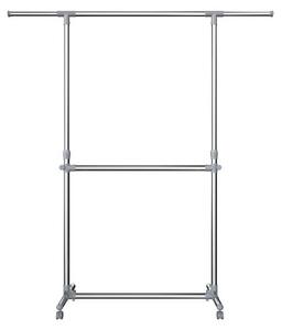 Dvojitý šatní stojan na kolečkách, výška 113–198 cm