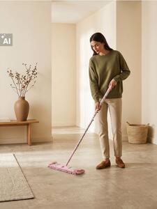 Sinsay - Mop s teleskopickou tyčí s květinovým vzorem - pastelová růžová