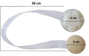 Magnetická spona na závěsy - bílý květ - 2ks