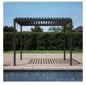 Ocelová bioklimatická pergola Mirador s lamelovou střechou, tloušťka sloupků 8 × 8 cm, 3 × 3 m, antracitová – podobná RAL 7015