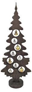 AMADEA Dekorace vánoční strom na podstavci s koulemi mořený 75 x 30 cm, český výrobek