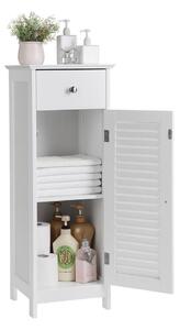 Bílá koupelnová skříňka se zásuvkou a dvířky Songmics, výška 89 cm