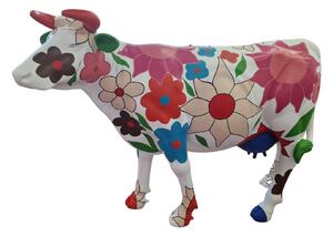Dekorativní socha Kráva s květinami