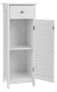 Bílá koupelnová skříňka se zásuvkou a dvířky Songmics, výška 89 cm