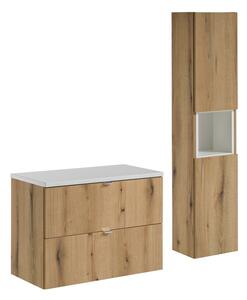 Comad Koupelnová sestava Nova Oak I s deskou a skříňkami 80 cm dub evoke/bílá