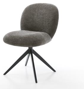 DELIFE Jídelní židle Nube-Flex bouclé měkký tmavě béžová křížová podnož široká černá 360° otočný houpací funkce taštičkové pružiny