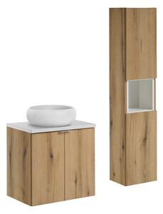 Comad Koupelnová sestava Nova Oak II s deskou, umyvadlem a skříňkami 60 cm dub evoke/bílá