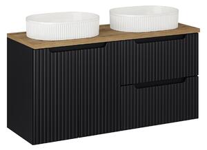 Comad Závěsná skříňka Nova Black Beyond s deskou a umyvadlem 120 cm černá/dub evoke