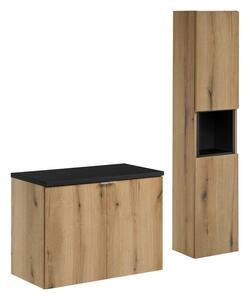 Comad Koupelnová sestava Nova Oak II s deskou a skříňkami 80 cm dub evoke/černá