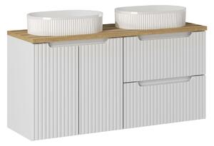 Comad Závěsná skříňka Nova White Beyond s deskou a umyvadly 120 cm bílá/dub evoke