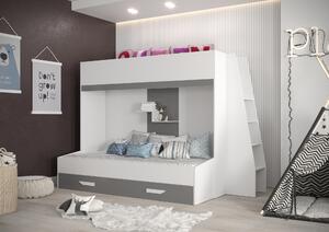 Dětská kombinovaná postel 90 cm Puro 17 (matná bílá + bílý lesk + šedý lesk). 1087115