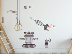FUGU Sestav si robota - eko samolepky na zeď Rozměr: menší: nejdelší díl 37 cm, středí díly cca 33 cm, nejmenší 4 cm