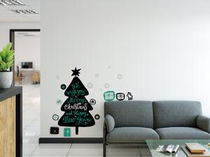 FUGU Samolepka na zeď - Vánoční stromeček Scandi Xmas přemístitelný Barva: černá-pho138, Rozměr: vánoční stromek Scandi 30 x 54 cm + vločky
