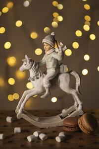 Vánoční závěsná dekorace chlapec na houpacím koníkovi - 14*7*20 cm
