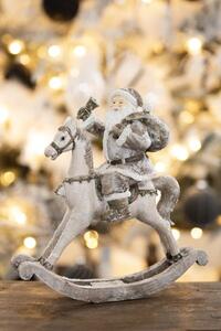 Dekorace Santa na houpacím koni - 20*8*21 cm
