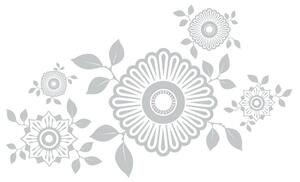 FUGU Samolepka na zeď- Kamon Barva: světle šedá 072, Rozměr: Kamon 5 květin ve velikosti 18 x 15 cm až 63 x 51 cm