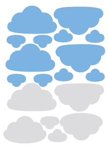 FUGU Samolepky na zeď- Mráčky Barva: světle šedá 072, Druhá barva: světle modrá 056, Rozměr: 8 x mráček 30 x 16 cm, 10 x mráček 11 x 7 cm