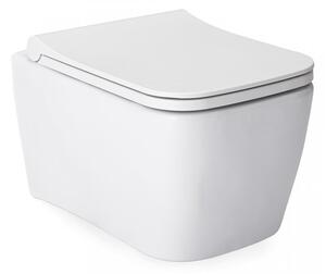 Cerano Quartz, závěsná WC mísa Rimless 49x36 cm bez WC sedáku, bílá lesklá, CER-CER-425548