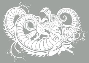 FUGU Samolepka na zeď-Dragon - čínský drak Barva: bílá 010, Rozměr: 97x71 cm