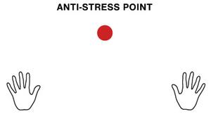 FUGU Samolepka na zeď - Anti-stress point Barva: černá 070, Druhá barva: červená 032, Rozměr: 2x ruka 17x20, text 49x4, tečka 8x8