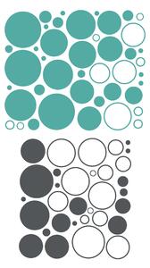 FUGU Samolepky na zeď-Bubliny a bublinky Barva: tmavě šedá 073, Druhá barva: zelená 063, Rozměr: 61 x kruh 2-17 cm