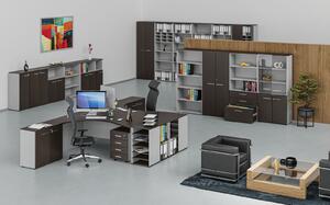 Kancelářský psací stůl rovný PRIMO GRAY, 1200 x 800 mm, šedá/wenge