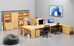 Kancelářský rohový pracovní stůl PRIMO WOOD, 1600 x 1200 mm, pravý, buk