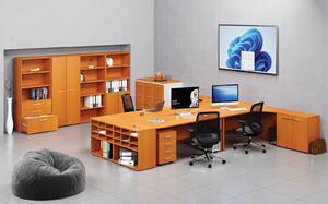 Ergonomický kancelářský pracovní stůl PRIMO WOOD, 1600 x 1200 mm, levý, třešeň