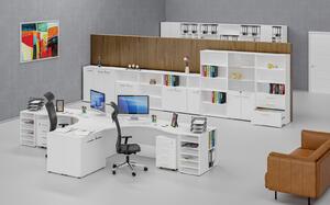 Kombinovaná kancelářská skříň PRIMO WHITE, 1087 x 800 x 420 mm, bílá