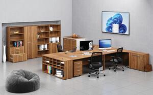Ergonomický kancelářský pracovní stůl PRIMO WOOD, 1600 x 1200 mm, pravý, ořech