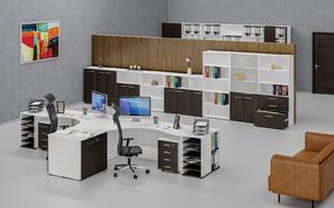 Kombinovaná kancelářská skříň PRIMO WHITE, 1087 x 800 x 420 mm, bílá/wenge