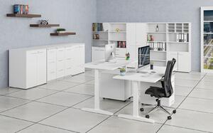 Kombinovaná kancelářská skříň PRIMO WHITE, dveře na 2 patra, 1434 x 800 x 420 mm, bílá