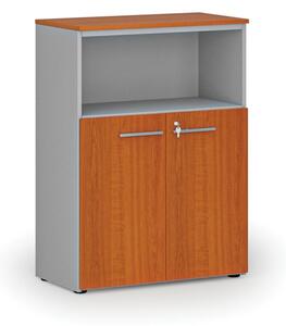 Kombinovaná kancelářská skříň PRIMO GRAY, 1087 x 800 x 420 mm, šedá/třešeň