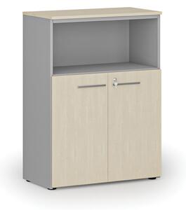 Kombinovaná kancelářská skříň PRIMO GRAY, 1087 x 800 x 420 mm, šedá