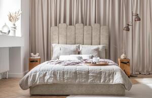 Béžová sametová dvoulůžková postel Miuform Dreamy Aurora 160 x 200 cm