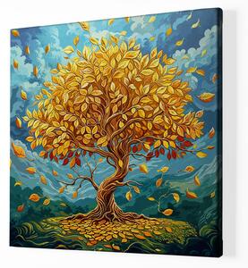 Obraz na plátně - Strom života na kopečku Goldie FeelHappy.cz Velikost obrazu: 40 x 40 cm