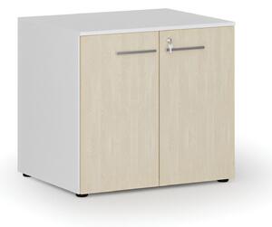 Kancelářská skříň s dveřmi PRIMO WHITE, 735 x 800 x 640 mm, bílá/buk