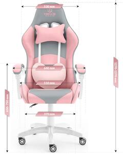 Herní židle Rainbow růžovo-šedá