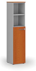 Kombinovaná kancelářská skříň PRIMO GRAY, dveře na 3 patra, 1781 x 400 x 420 mm, šedá/třešeň