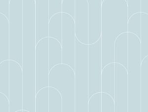 FUGU Tapeta Lines and rounds - blue Materiál: Digitální eko vlies - klasická tapeta nesamolepicí