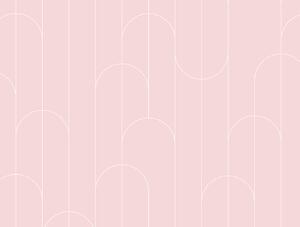 FUGU Tapeta Lines and rounds - pink Materiál: Digitální eko vlies - klasická tapeta nesamolepicí